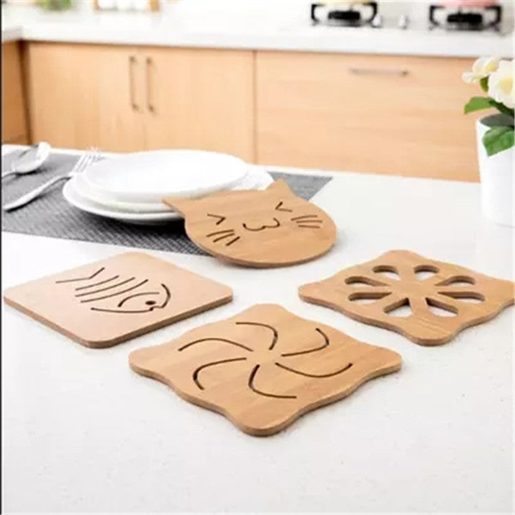 5pcs Cute Cartoon Kitchen Table Protect Wood Cup Pad Heat Insulation Coaster Mat, Random Style Delivery