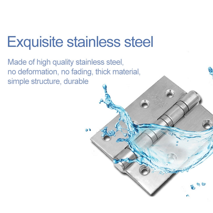 2 PCS Thick Stainless Steel Flat Hinges Home Cabinet Door Hinge, Size: 100x75mm