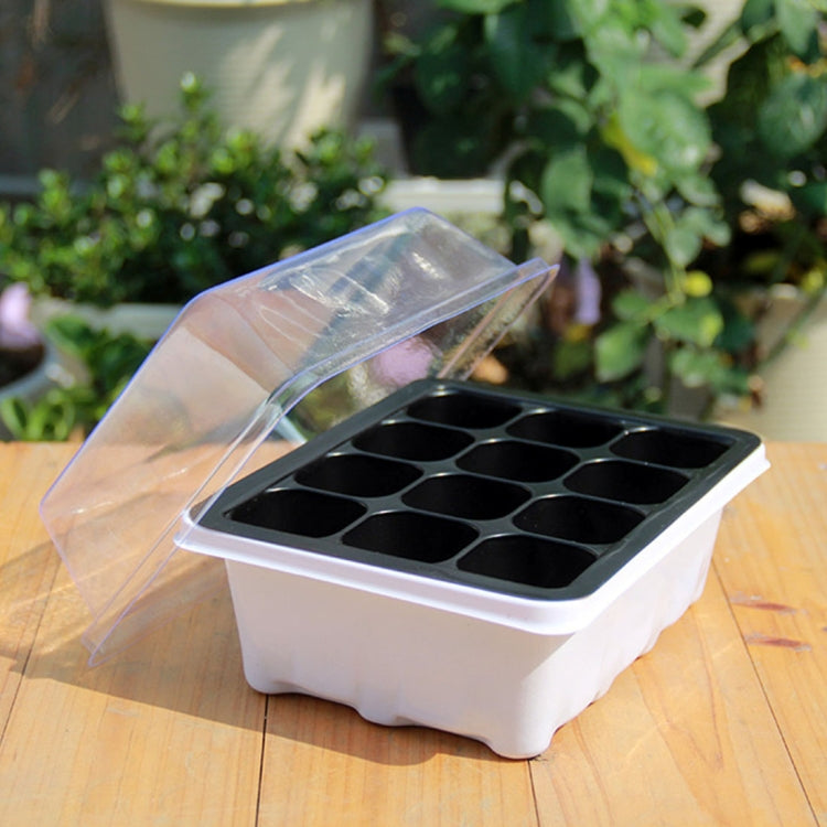 Seedling Tray Sprout Plate 12 Holes Nursery Pots Tray Lids Box For Gardening Bonsai Mini Greenhouse Nursery Plate