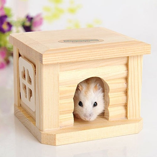 Pet Flat Roof Wooden House Hut Pets Cage for Small Animal Rabbit Hamster