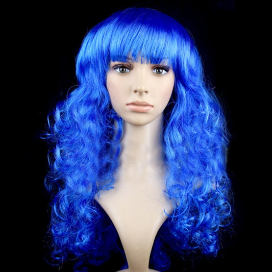 Colorful Wild-Curl Up Party Headwear Wavy Long PET Wigs For Female(Black)