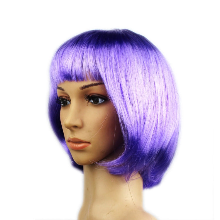 Party Cosplay Headwear Straight Short PET Wigs for Female(Lavender)