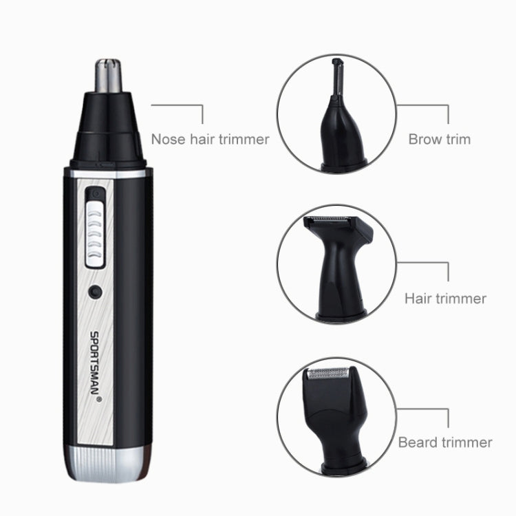 SPORTSMAN Four-in-one Rechargeable Ear Nose Trimmer Electric Shaver Beard Face Eyebrows Hair Trimmer For Men, US Plug(Black, 110V)