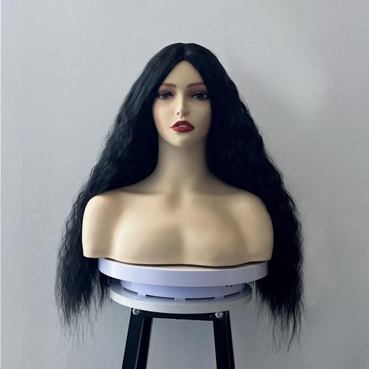 Corn Blanching Long Curly Hair Wig Headgear for Women