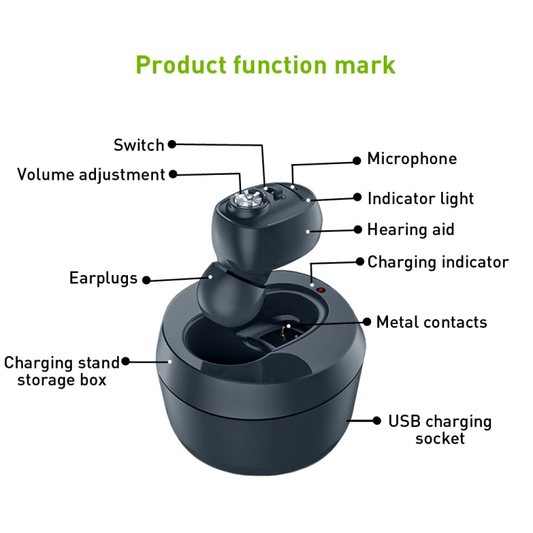 KAIXINWEI VHP-601 DC3.7V In-ear Bluetooth Hearing Aid Sound Amplifier