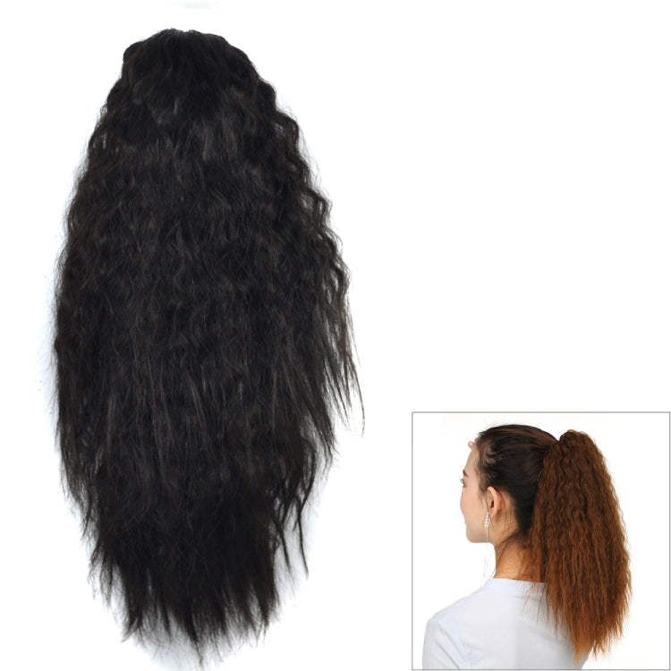 Natural Retro Short Curly Hair Clip-on Corn Blanching Horsetail Wig