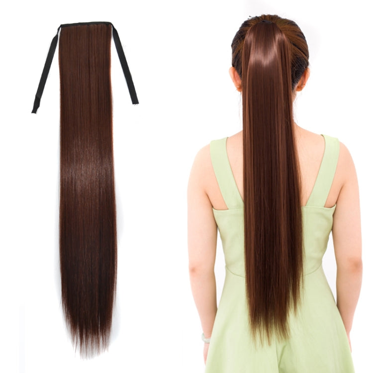 Natural Long Straight Hair Ponytail Bandage-style Wig Ponytail for Women，Length: 75cm