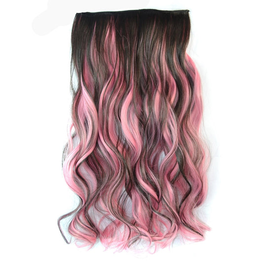 One-piece Seamless Hair Extension Piece Color Gradient Large Wave Long Curling Clip Type Hairpiece