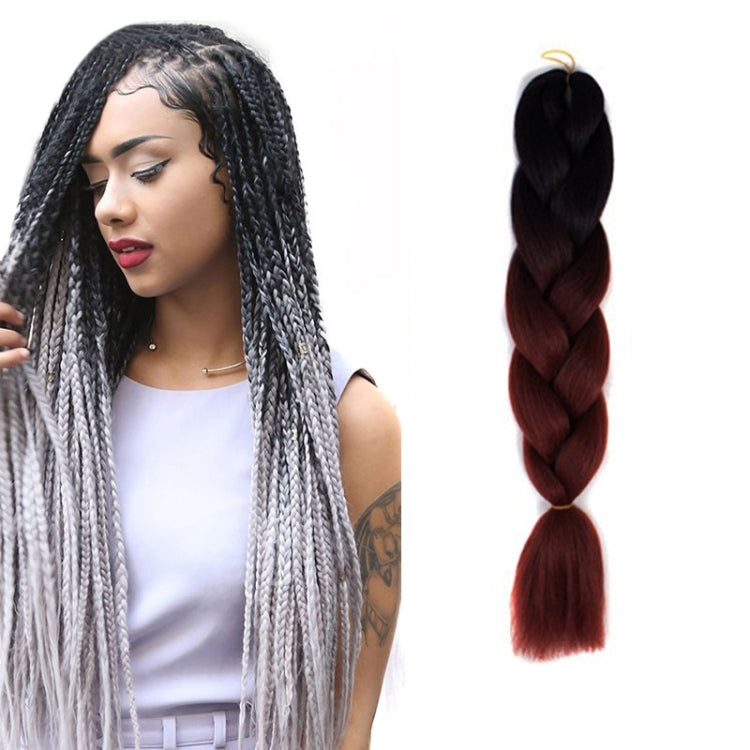Fashion Color Gradient Individual Braid Wigs Chemical Fiber Big Braids, Length: 60cm(04 Black+Red)