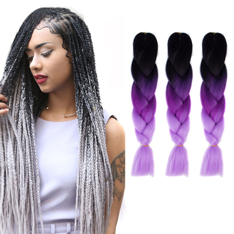 Fashion Color Gradient Individual Braid Wigs Chemical Fiber Big Braids, Length: 60cm(56 Purple+Lake Blue+Light Purple)