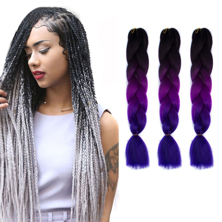 Fashion Color Gradient Individual Braid Wigs Chemical Fiber Big Braids, Length: 60cm(56 Purple+Lake Blue+Light Purple)