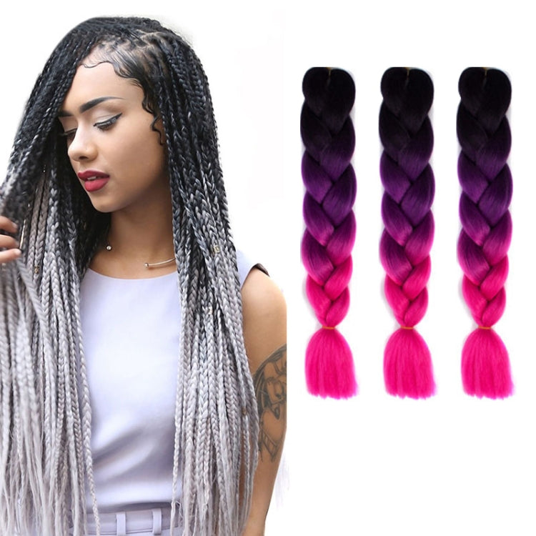 Fashion Color Gradient Individual Braid Wigs Chemical Fiber Big Braids, Length: 60cm(56 Purple+Lake Blue+Light Purple)