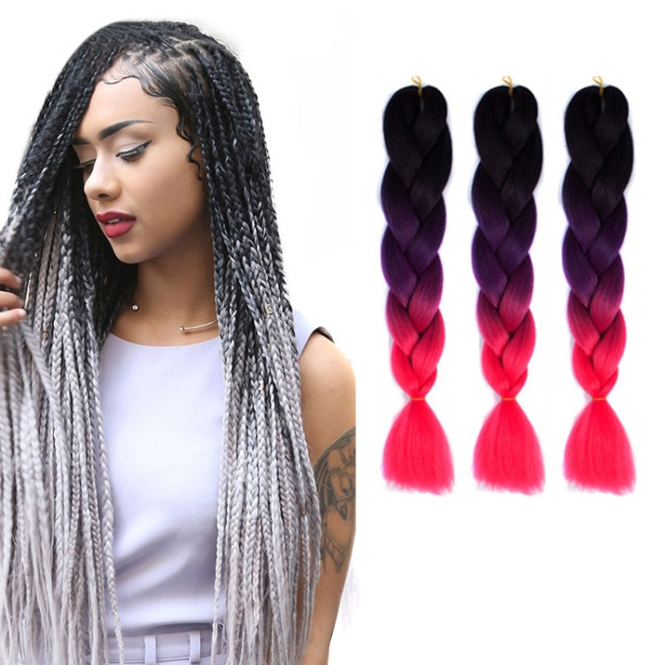 Fashion Color Gradient Individual Braid Wigs Chemical Fiber Big Braids, Length: 60cm(56 Purple+Lake Blue+Light Purple)
