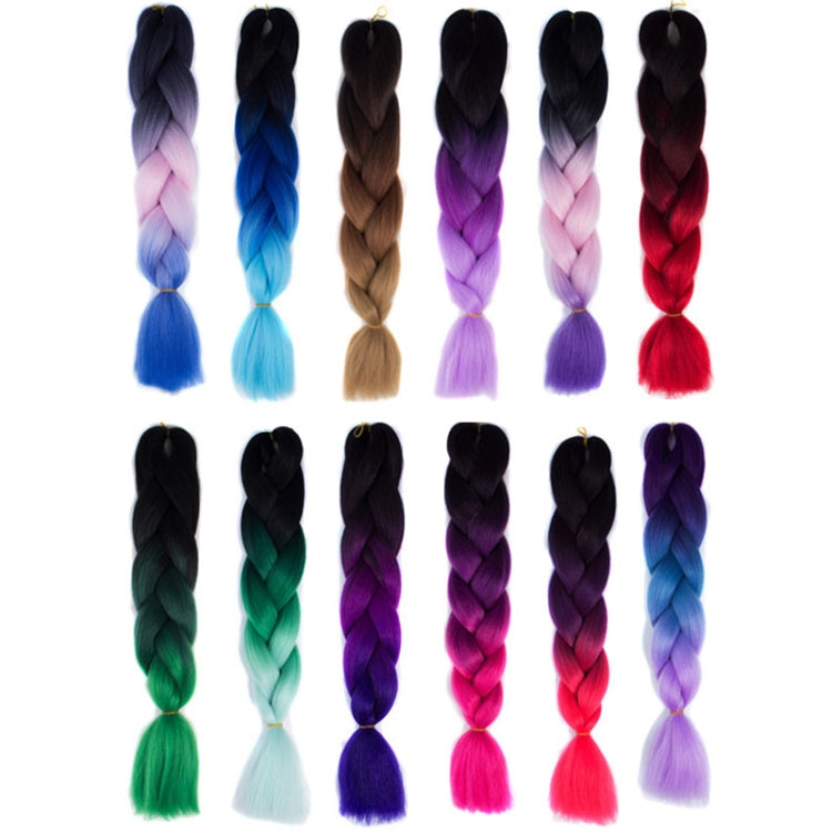 Fashion Color Gradient Individual Braid Wigs Chemical Fiber Big Braids, Length: 60cm(56 Purple+Lake Blue+Light Purple)