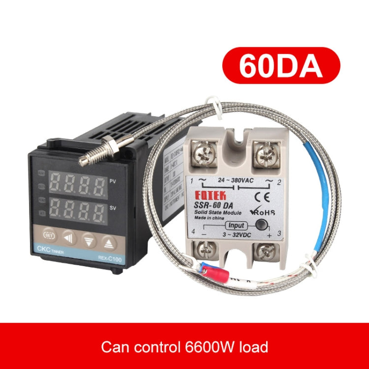 REX-C100 Thermostat + Thermocouple + SSR-60 DA Solid State Module Intelligent Temperature Control Kit