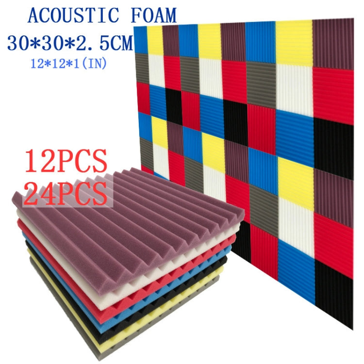 24 PCS Recording Studio Drum Room Acoustic Foam, Random Color Delivery