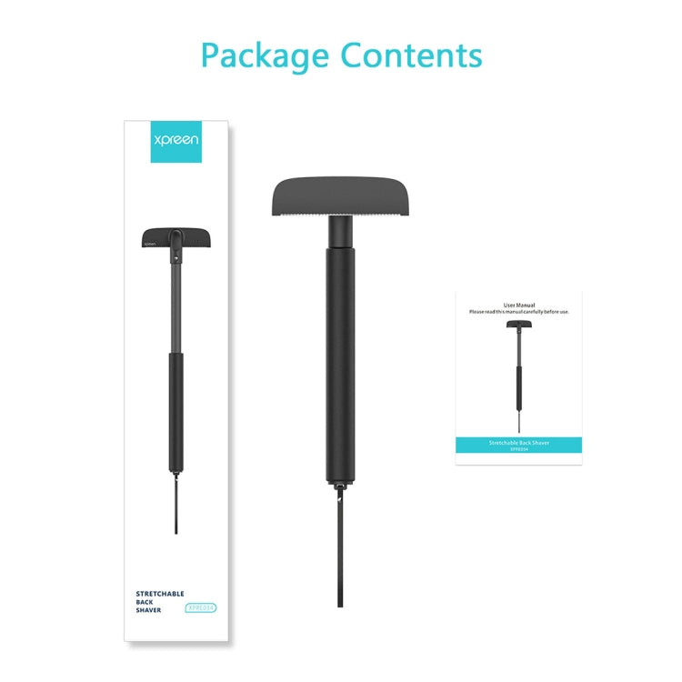 XPREEN XPRE034 Stretchable Handle Stainless Steel Blade Back Shaver Adjustable Back Razor with Lanyard for Men