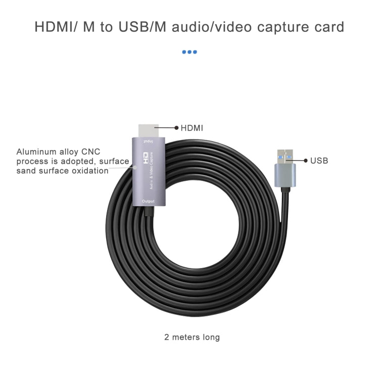 Z36 HDMI Male to USB Male HD Video Capture Card, Cable Length: 2m