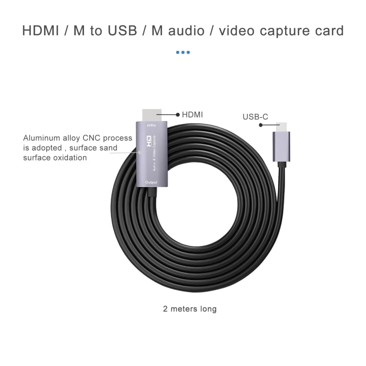 Z36A HDMI Male to USB-C / Type-C Male HD Video Capture Card, Cable Length: 2m