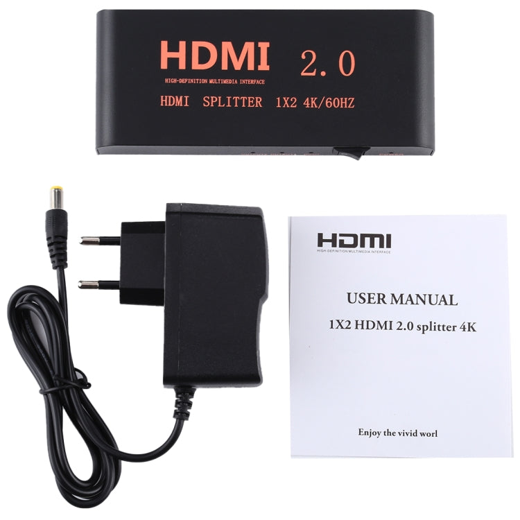 CY-041 1X2 HDMI 2.0 4K/60Hz Splitter, EU Plug
