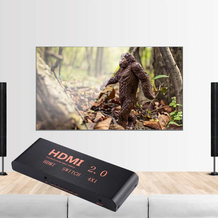4X1 4K/60Hz HDMI 2.0 Switch with Remote Control, EU Plug