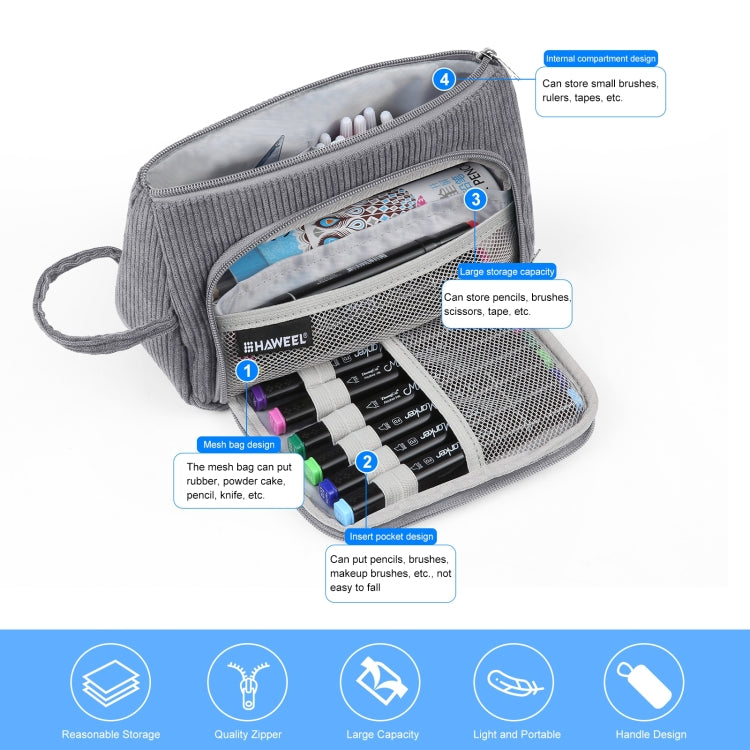 HAWEEL Corduroy Triangular Pen Case Makeup Pouch Travel Cosmetic Organizer Bag