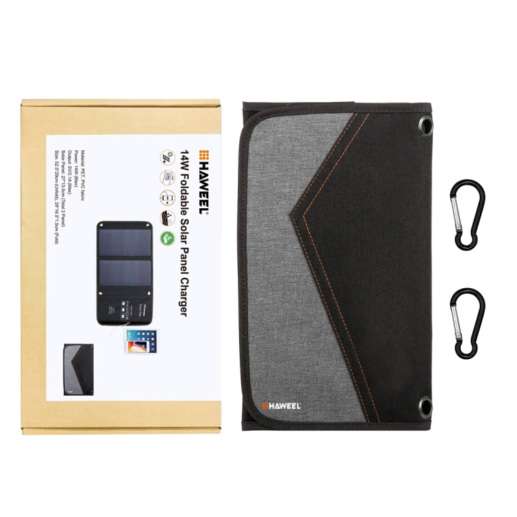 HAWEEL 14W Foldable Solar Panel Charger with 5V / 2.4A Max Dual USB Ports