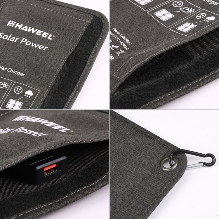 HAWEEL 14W Foldable Solar Panel Charger with 5V / 2.4A Max Dual USB Ports