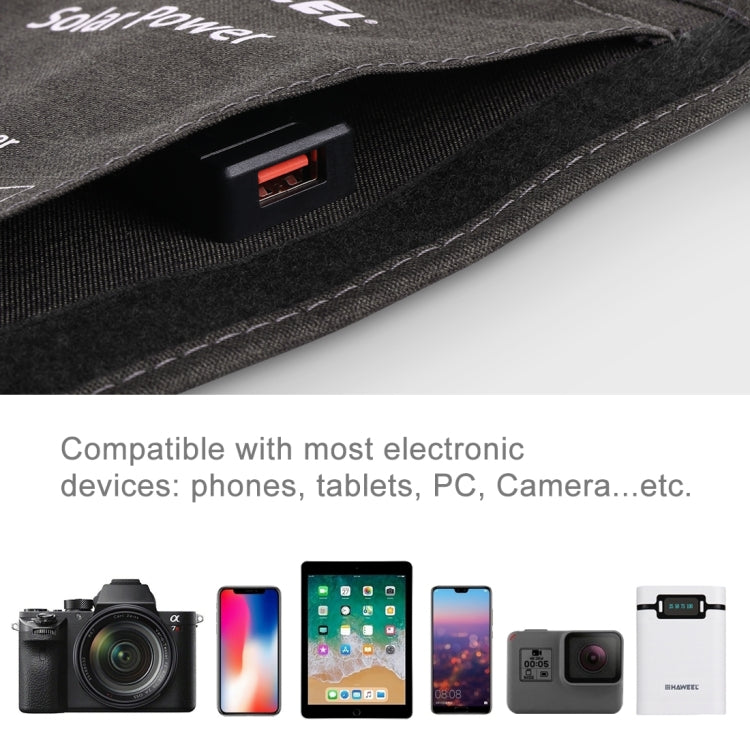 HAWEEL 14W Foldable Solar Panel Charger with 5V / 2.4A Max Dual USB Ports