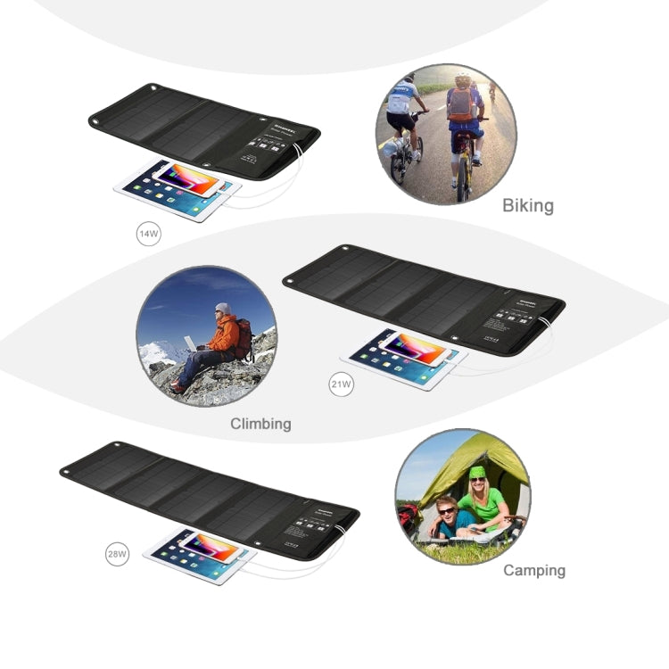 HAWEEL 21W Foldable Solar Panel Charger with 5V 3A Max Dual USB Ports