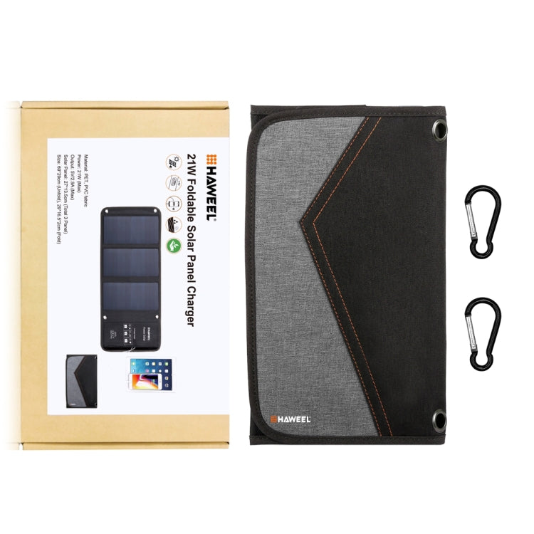 HAWEEL 21W Foldable Solar Panel Charger with 5V 3A Max Dual USB Ports