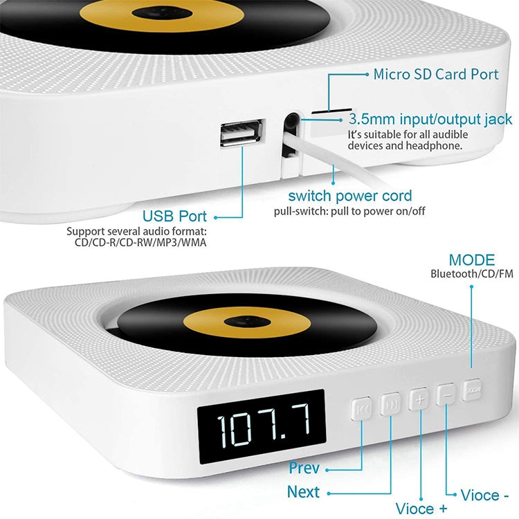 The Second Generation Portable Digital Display Bluetooth Speaker CD Player with Remote Control