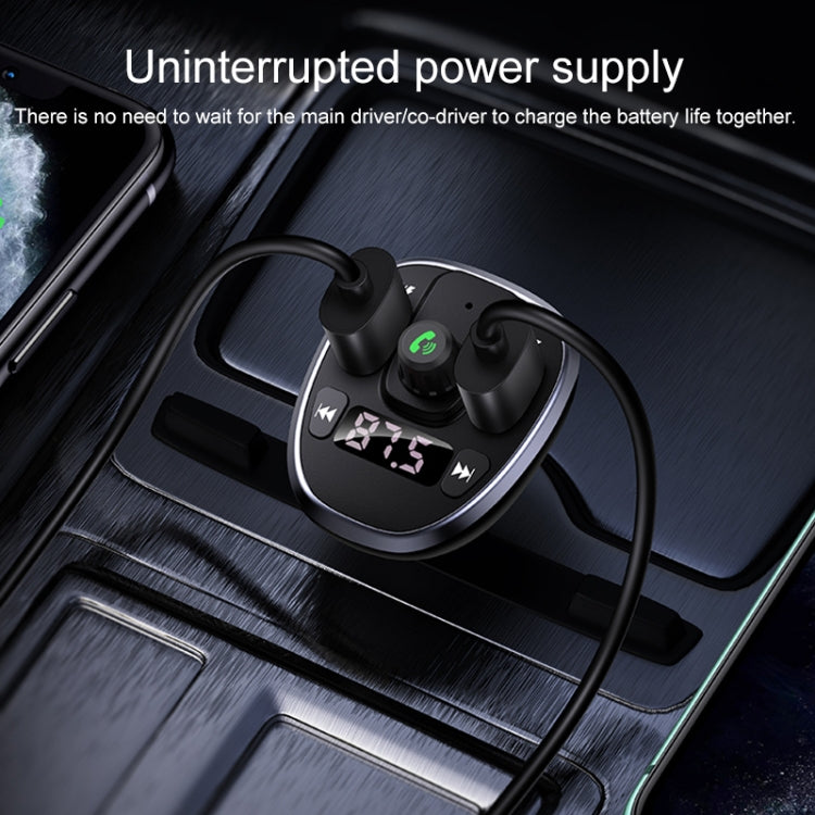 USAMS US-CC115 C21 Dual USB 3.4A Digital Display Wireless FM Car Charger