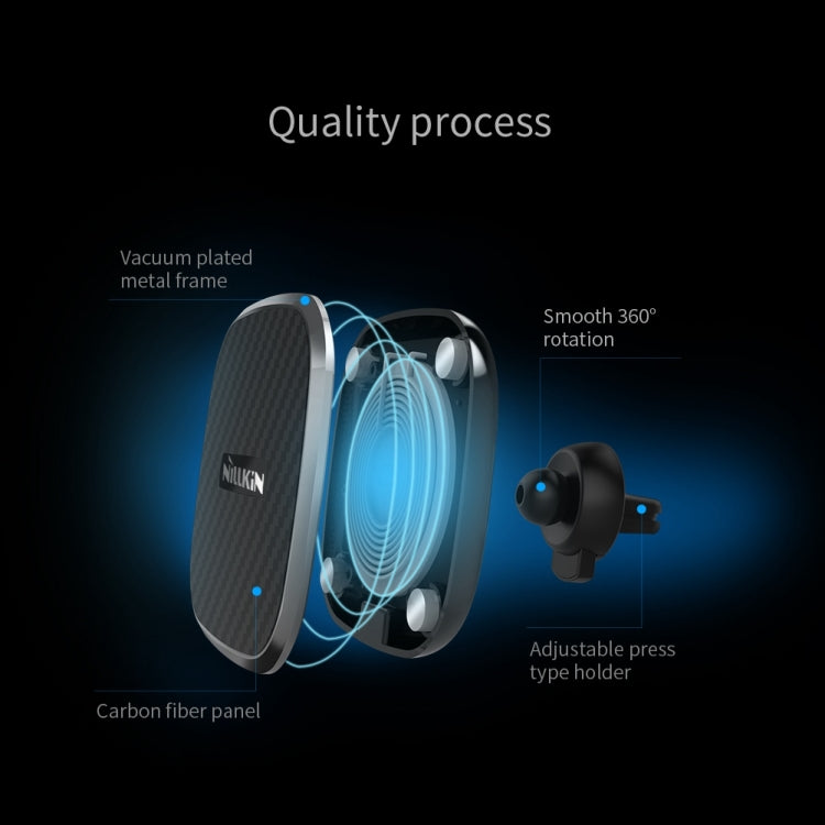 NILLKIN MC027 Car Air Outlet Vent Mount Clamp Holder 10W Fast Charging Qi Magnetic Wireless Charger