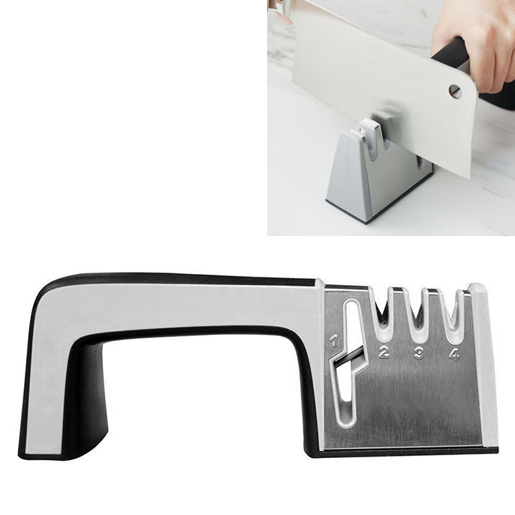 4 in 1 Stainless Steel Knife Sharpener Four Section Hand-held Quick Sharpening Tool with Non Slip Handle