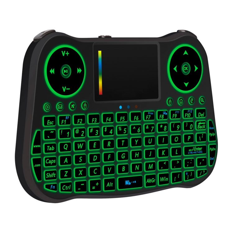 MT08 2.4GHz Mini Wireless Air Mouse QWERTY Keyboard with Colorful Backlight & Touchpad & Multimedia Control for PC, TV