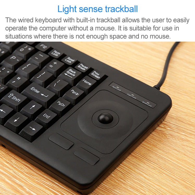 DS-8900 PS / 2 Interface Prevent Water Splashing Laser Engraving Character One-piece Wired Trackball Keyboard, Length: 1.5m