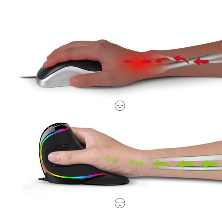 DELUX M618 Plus RGB Wired Optical Mouse Ergonomic Vertical Mouse 4000DPI