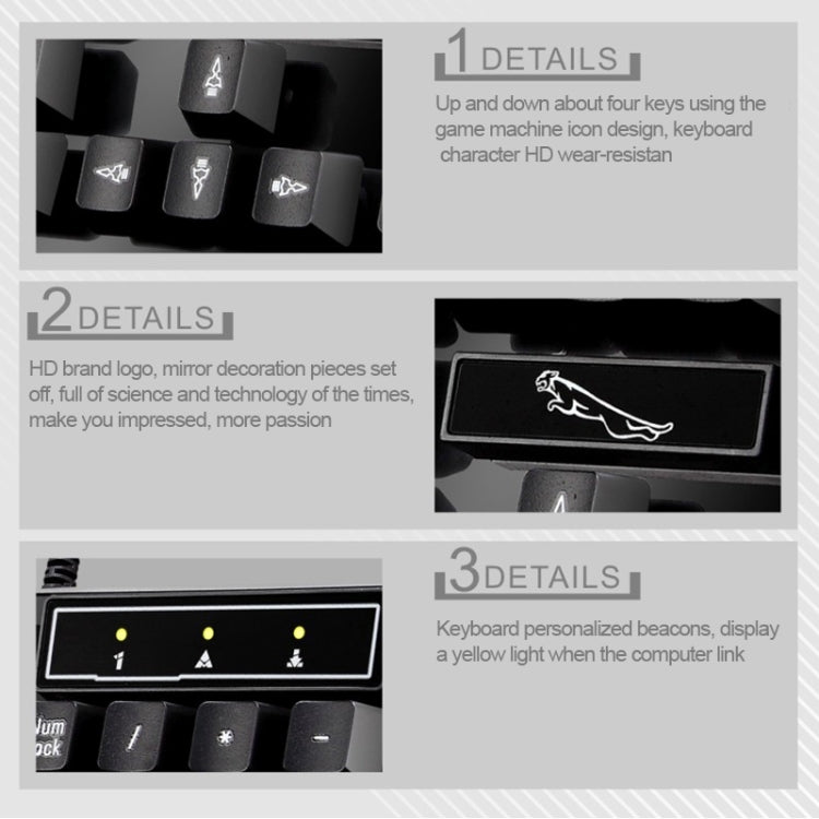 Chasing Leopard Q17 104 Keys USB Wired Suspension Gaming Office Keyboard + Wired Symmetrical Mouse Set, Keyboard Cable Length: 1.4m, Mouse Cable Length: 1.3m