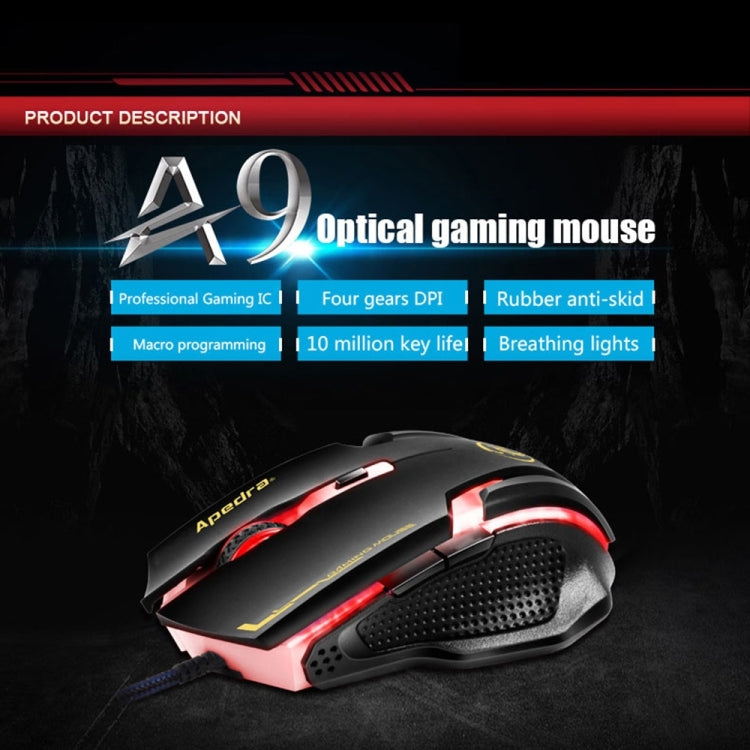Apedra iMICE A9 High Precision Gaming Mouse LED four color controlled breathing light USB 6 Buttons 3200 DPI Wired Optical Gaming Mouse for Computer PC Laptop