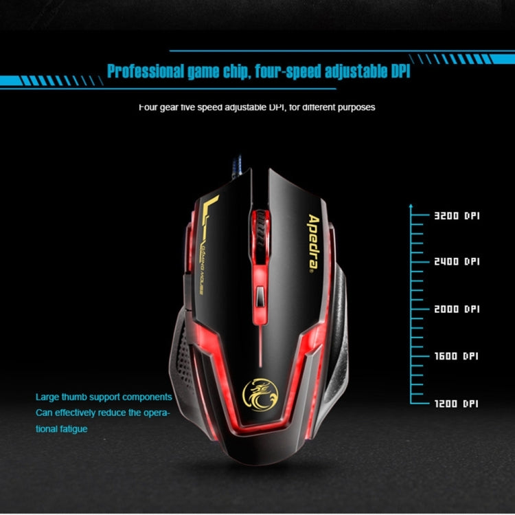 Apedra iMICE A9 High Precision Gaming Mouse LED four color controlled breathing light USB 6 Buttons 3200 DPI Wired Optical Gaming Mouse for Computer PC Laptop