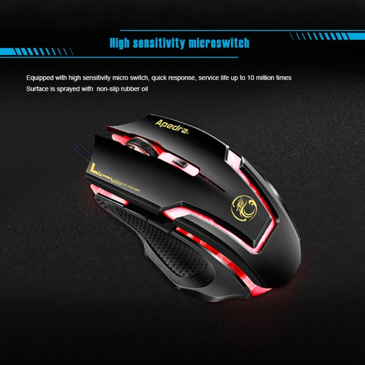 Apedra iMICE A9 High Precision Gaming Mouse LED four color controlled breathing light USB 6 Buttons 3200 DPI Wired Optical Gaming Mouse for Computer PC Laptop