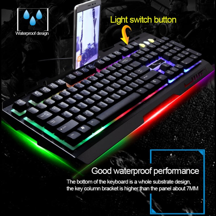 ZGB G700 104 Keys USB Wired Mechanical Feel Glowing Metal Panel Suspension Gaming Keyboard with Phone Holder