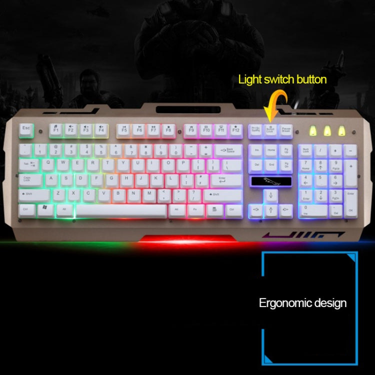 ZGB G700 104 Keys USB Wired Mechanical Feel Glowing Metal Panel Suspension Gaming Keyboard with Phone Holder