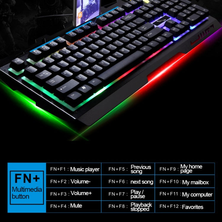 ZGB G700 104 Keys USB Wired Mechanical Feel Glowing Metal Panel Suspension Gaming Keyboard with Phone Holder