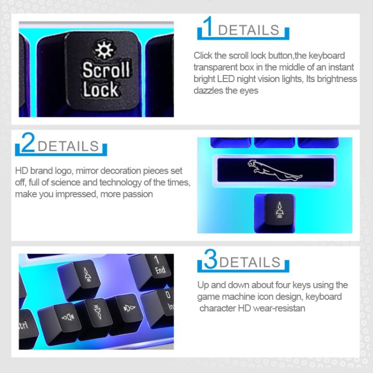 ZGB G21 1600 DPI Professional Wired Colorful Backlight Mechanical Feel Suspension Keyboard + Optical Mouse Kit for Laptop, PC