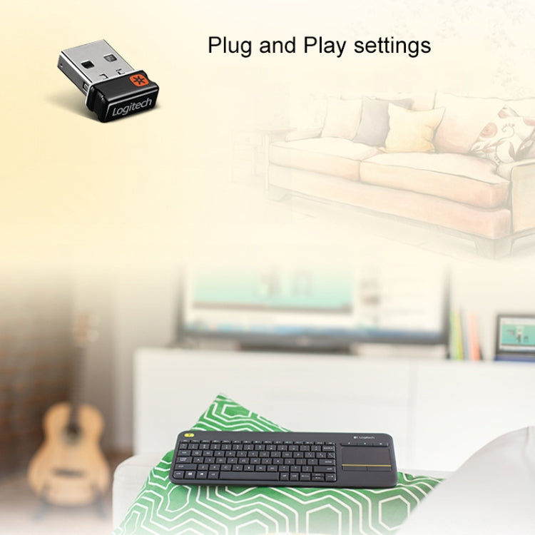 Logitech K400 Plus 2.4GHz Wireless Touch Control Keyboard, Wireless Range: 10m