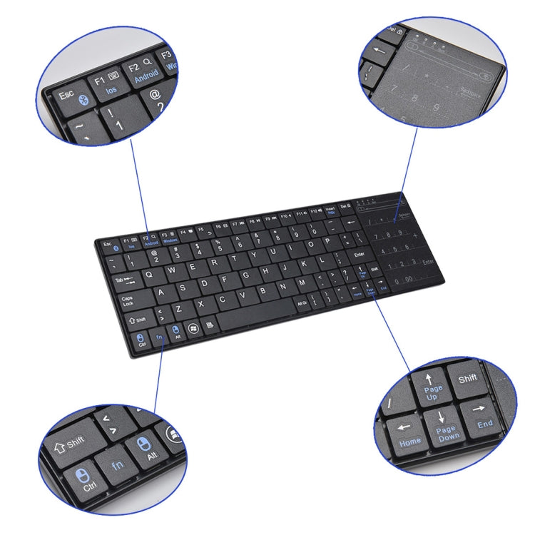 K-07 ABS Wireless Chargeable Bluetooth Touch Keyboard