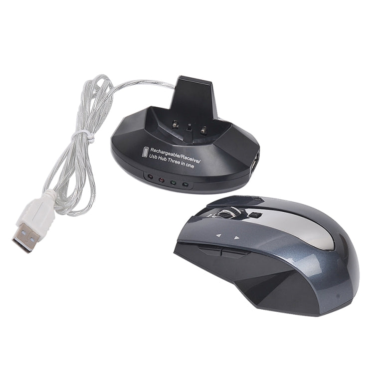 MZ-011 2.4GHz 1600DPI Wireless Rechargeable Optical Mouse with HUB Function, Blue, Silver, Black, Black Silver, White + Royal Blue, Pearl White