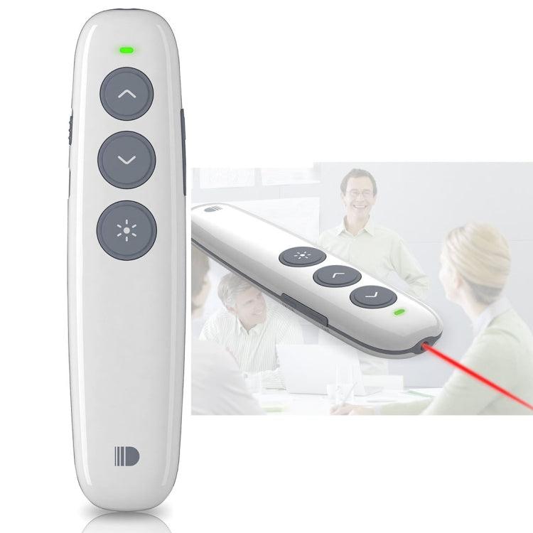 Doosl DSIT007 2.4GHz Rechargeable Powerpoint Presentation Wireless Cliker Remote Control Pen, Control Distance: 10m(White)